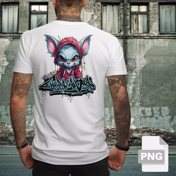 Grafika PNG przedstawiająca Chupacabrę w dynamicznym, streetwearowym stylu graffiti. Idealna do nadruków DTF i DTG na koszulki, bluzy, torby i inne produkty. Transparentne tło, wysoka rozdzielczość 300 DPI.