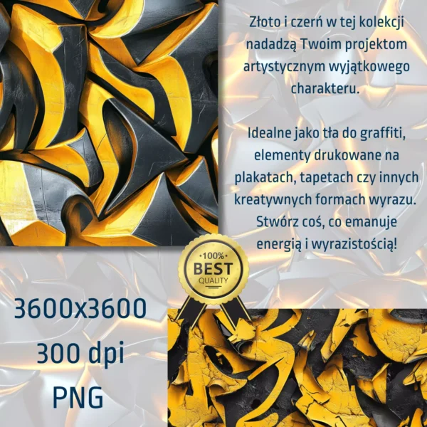 Gold&Black – Wzory Łączone, pliki cyfrowe PNG 12x12 cale, 300 dpi