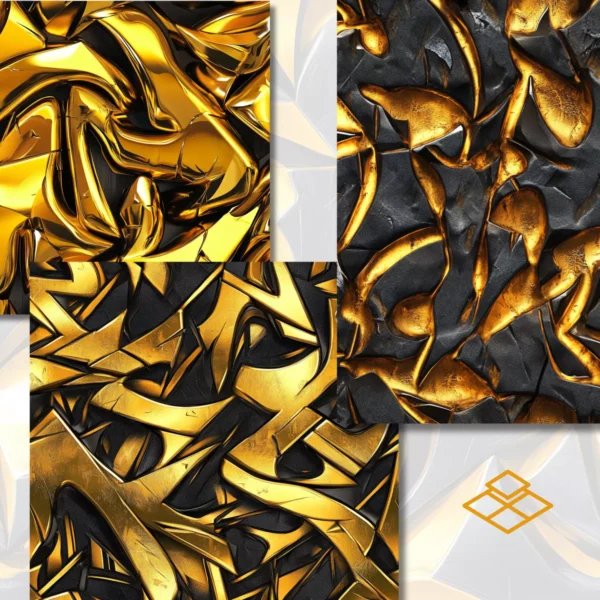 Gold&Black – Wzory Łączone, pliki cyfrowe PNG 12x12 cale, 300 dpi