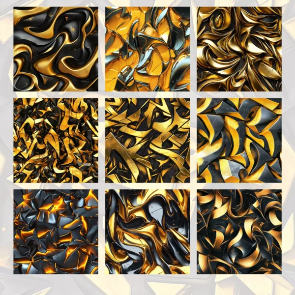 Gold&Black – Wzory Łączone, pliki cyfrowe PNG 12x12 cale, 300 dpi