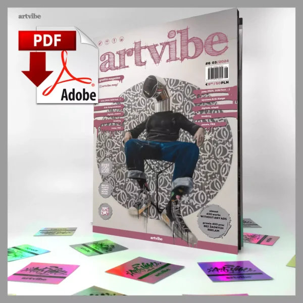 Magazyn Artvibe #6 w formacie PDF, dostępny do pobrania. Tematyka sztuki, graffiti, street artu i inspiracji artystycznych.