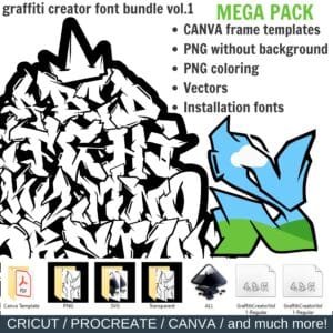 Czcionka Graffiti Creator Vol. 1 (SVG/PNG/TTF/OTF/Ramki Canva)