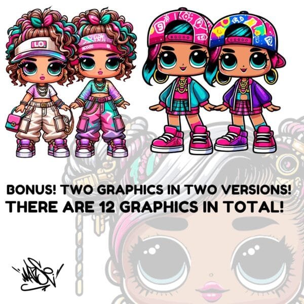 Grafiki użytkowe Cartoon Doll (12xPNG/12xSVG) - obrazek 3