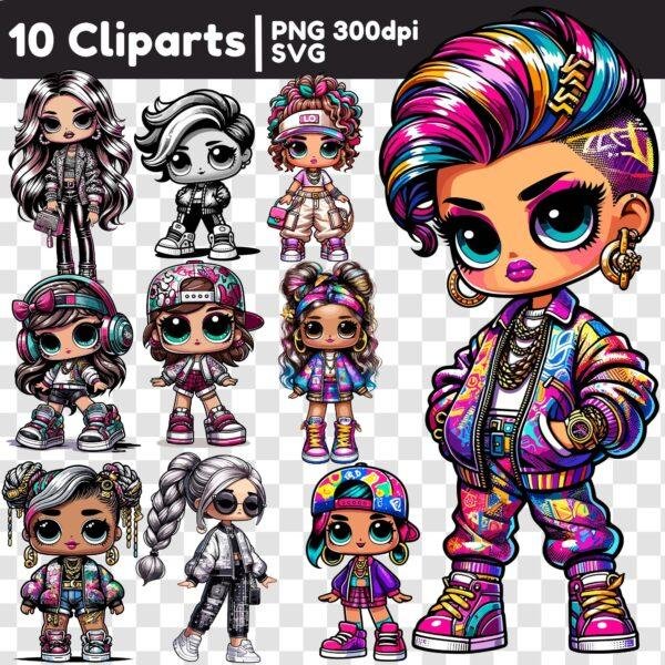 Grafiki użytkowe Cartoon Doll (12xPNG/12xSVG)