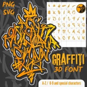 Czcionka Graffiti 3D Yellow (PNG/SVG)