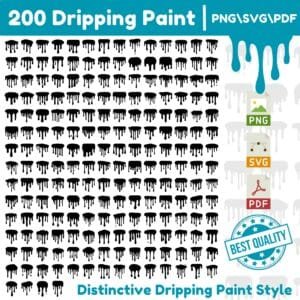 Grafiki użytkowe - Zacieki farby/Dripping 200 wzorów (PNG/SVG/PDF)