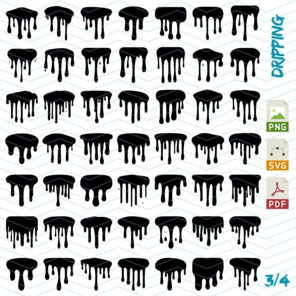 Grafiki użytkowe - Zacieki farby/Dripping 200 wzorów (PNG/SVG/PDF) - obrazek 4