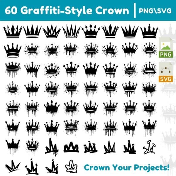 Grafiki użytkowe - Korony 60 wzorów (PNG/SVG)