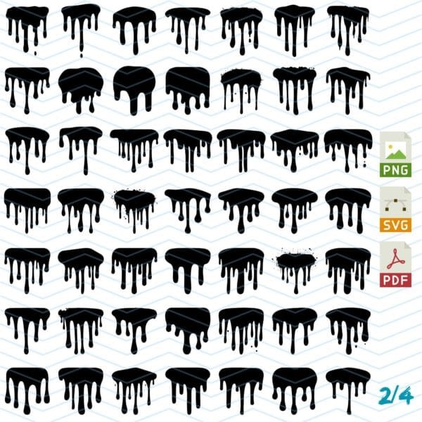 Grafiki użytkowe - Zacieki farby/Dripping 200 wzorów (PNG/SVG/PDF) - obrazek 3