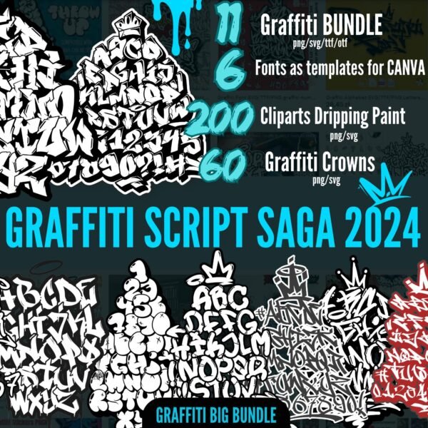 Zestaw Czcionek – Graffiti Script Saga 2024 - obrazek 2