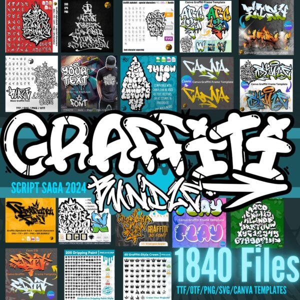 Zestaw Czcionek – Graffiti Script Saga 2024