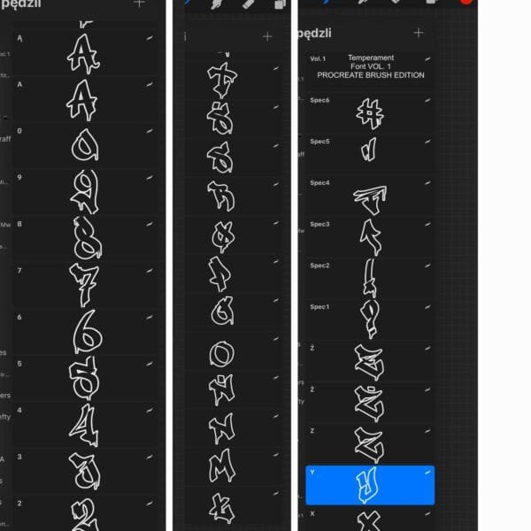 iPad Procreate – Temperament Font Vol.1 (51 pędzle) - obrazek 5