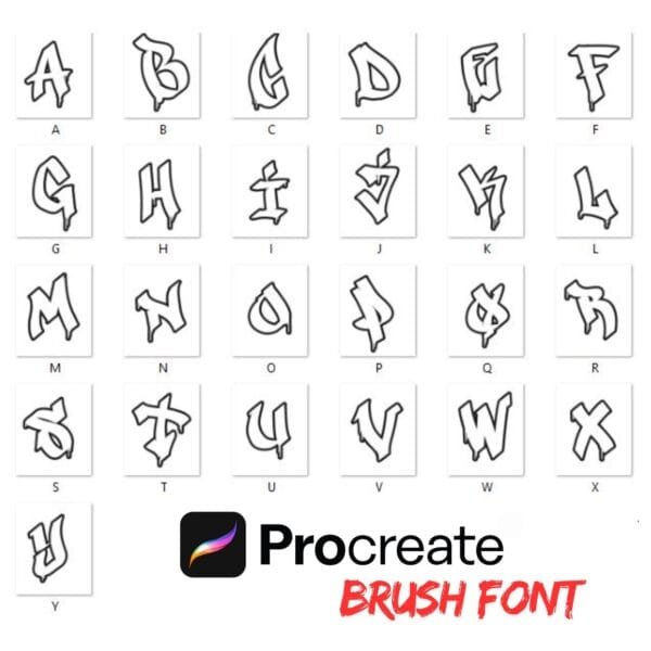 iPad Procreate – Temperament Font Vol.1 (51 pędzle) - obrazek 4