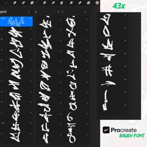 iPad Procreate – Temperament Font Vol.4 (43 pędzle) - obrazek 4