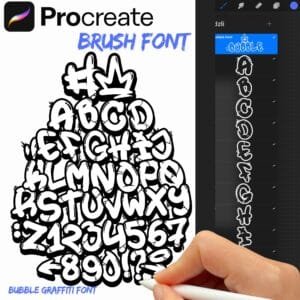 iPad Procreate – Bubble Graffiti Font (45 pędzli)