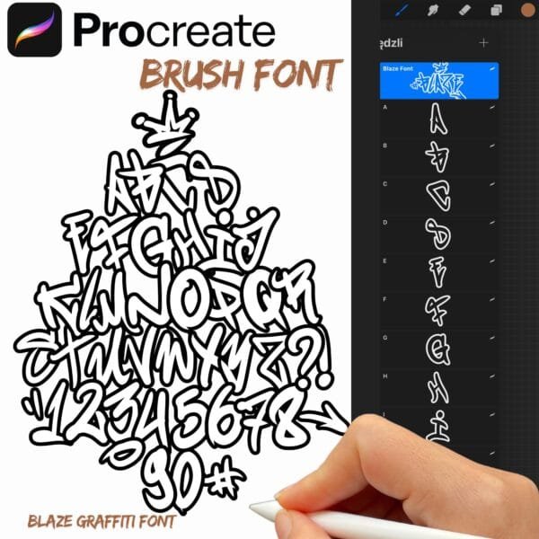 iPad Procreate – Blaze Graffiti Font (43 pędzle)