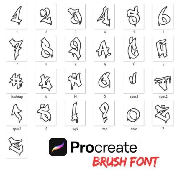 iPad Procreate – Temperament Font Vol.1 (51 pędzle) - obrazek 3
