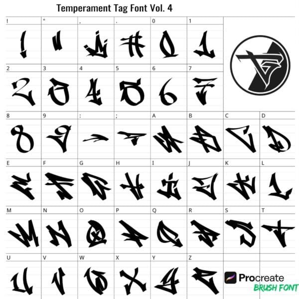 iPad Procreate – Temperament Font Vol.4 (43 pędzle) - obrazek 3