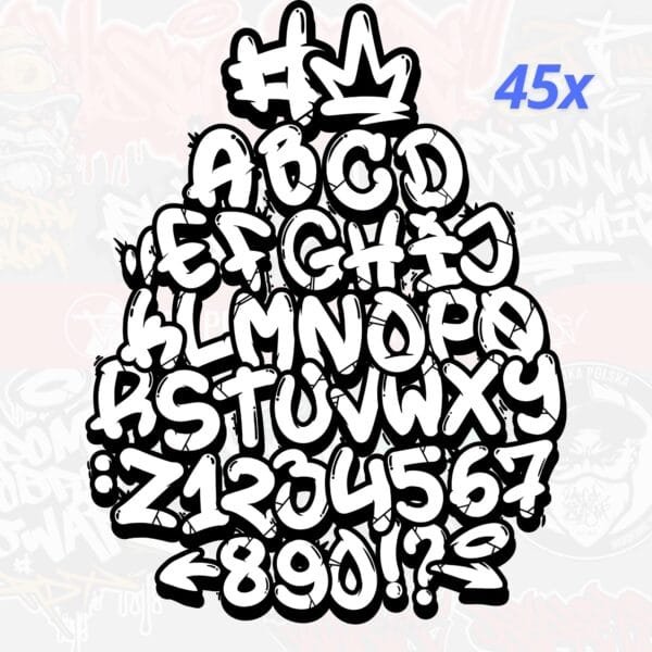 iPad Procreate – Bubble Graffiti Font (45 pędzli) - obrazek 2