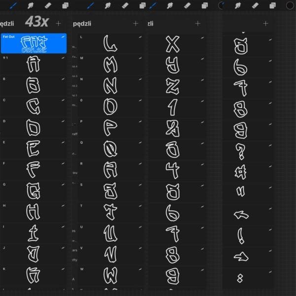 iPad Procreate – Fat Outline Graffiti (47 pędzli) - obrazek 4