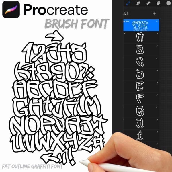 iPad Procreate – Fat Outline Graffiti (47 pędzli)
