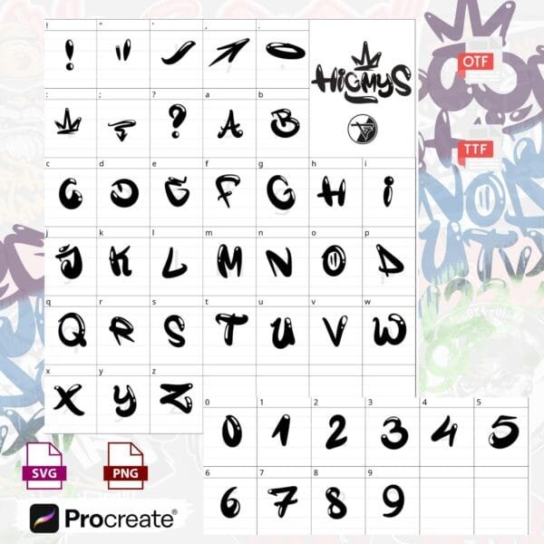 Czcionka Graffiti Higmys Font (PNG/SVG/TTF/OTF/Procreate) - obrazek 2