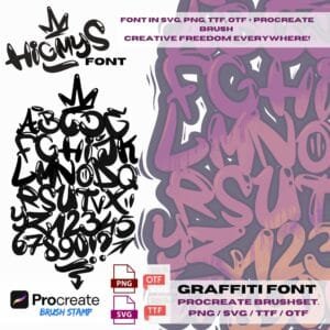 Czcionka Graffiti Higmys Font (PNG/SVG/TTF/OTF/Procreate)