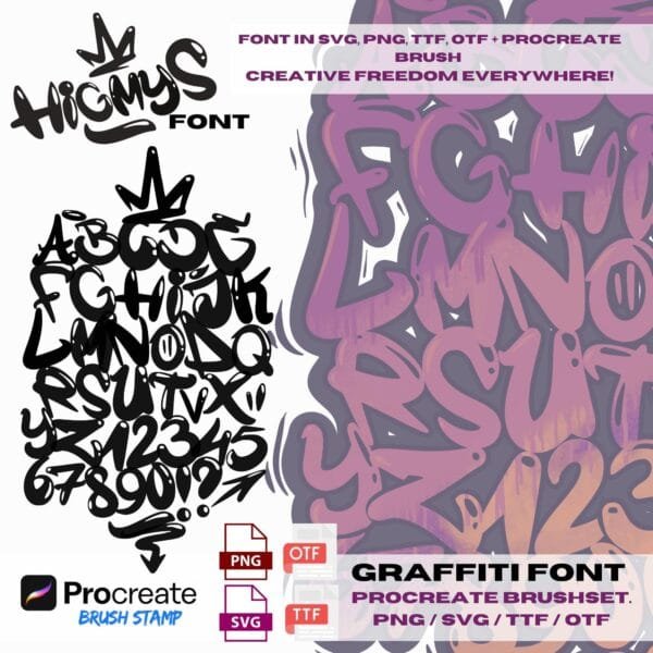 Czcionka Graffiti Higmys Font (PNG/SVG/TTF/OTF/Procreate)