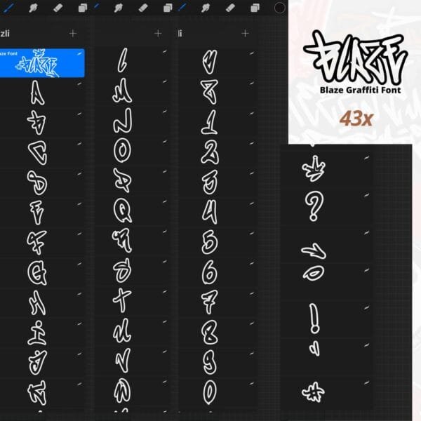 iPad Procreate – Blaze Graffiti Font (43 pędzle) - obrazek 4