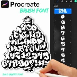 iPad Procreate – BoldBlock 3D Font (46 pędzli)