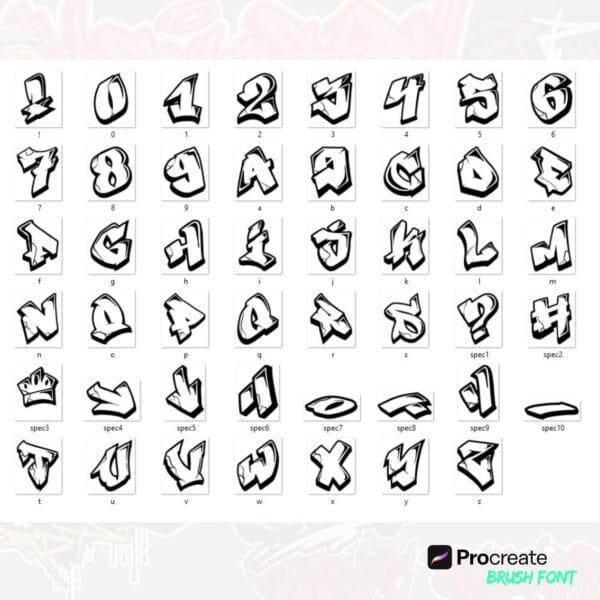 iPad Procreate – BoldBlock 3D Font (46 pędzli) - obrazek 3