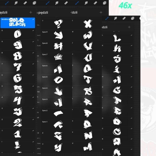 iPad Procreate – BoldBlock 3D Font (46 pędzli) - obrazek 4