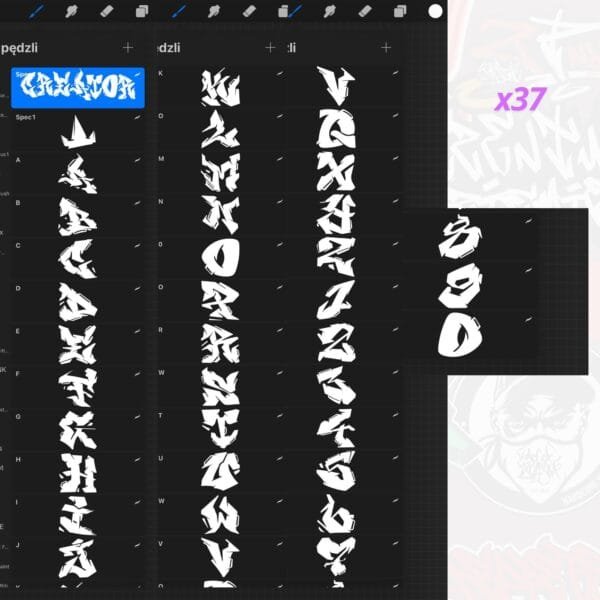 iPad Procreate – Creator Font (37 pędzli) - obrazek 4