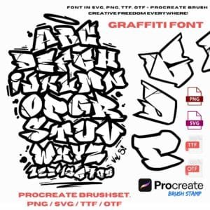 Czcionka Graffiti Vol. 5 (PNG/SVG/TTF/OTF/Procreate)