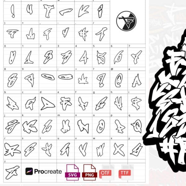 Czcionka Graffiti Vol. 6 (PNG/SVG/PDF/TTF/OTF/Procreate) - obrazek 2