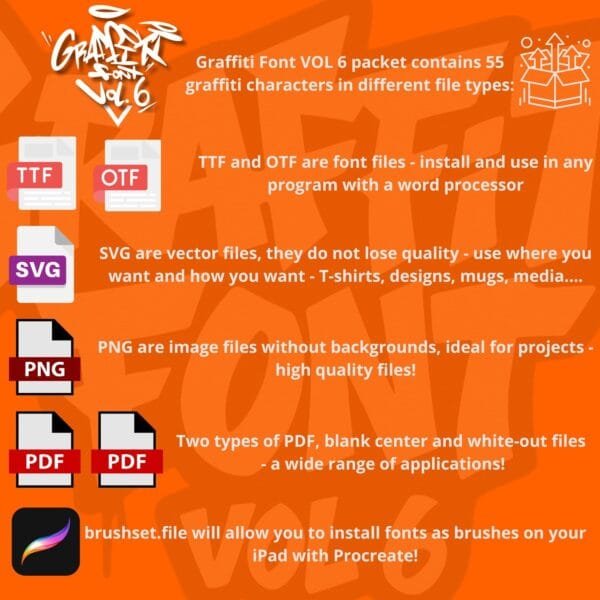 Czcionka Graffiti Vol. 6 (PNG/SVG/PDF/TTF/OTF/Procreate) - obrazek 6