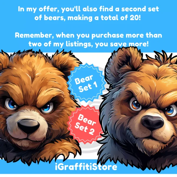 Grafiki użytkowe - Teddy Bear Zestaw 2 (10xPNG) - obrazek 5