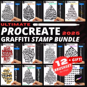 iPad Procreate – Ultimate Procreate Graffiti - Paczka 13 zestawów (550+pędzli)