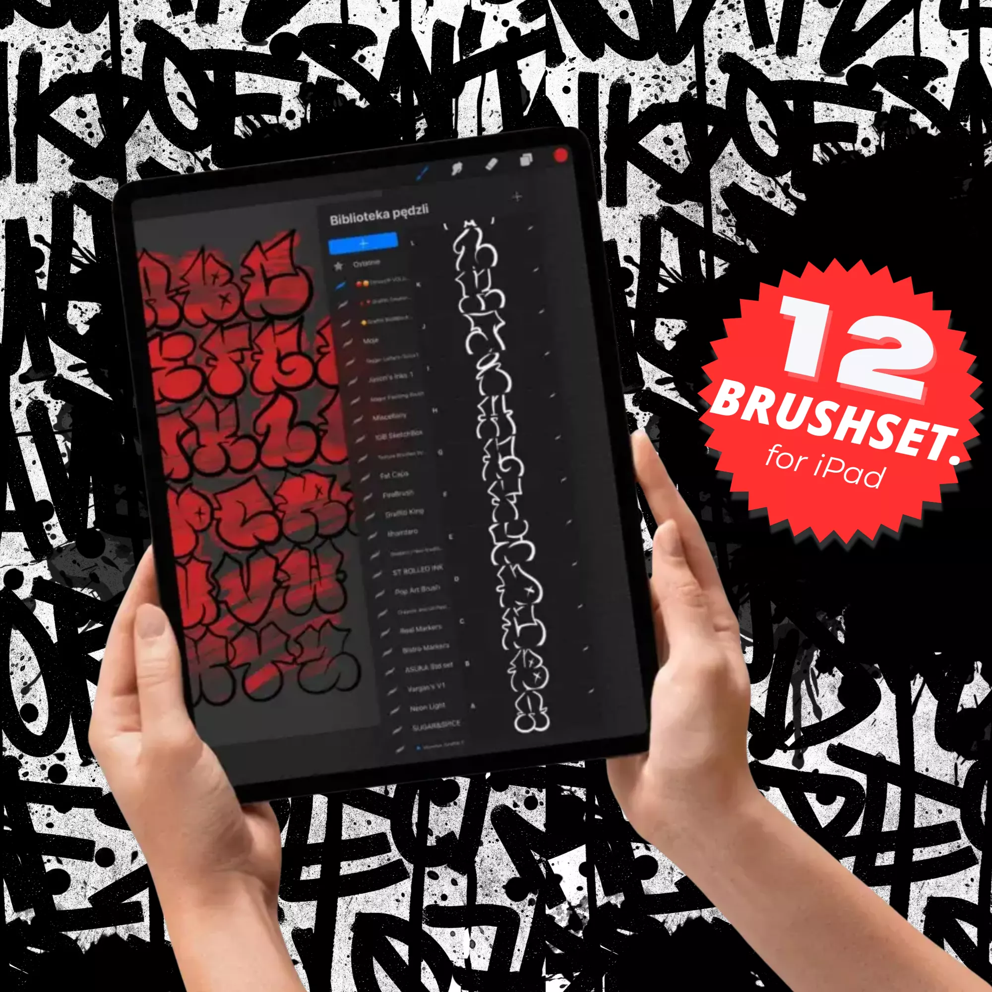 iPad Procreate – Ultimate Procreate Graffiti - Paczka 13 zestawów (550+pędzli) - obrazek 8