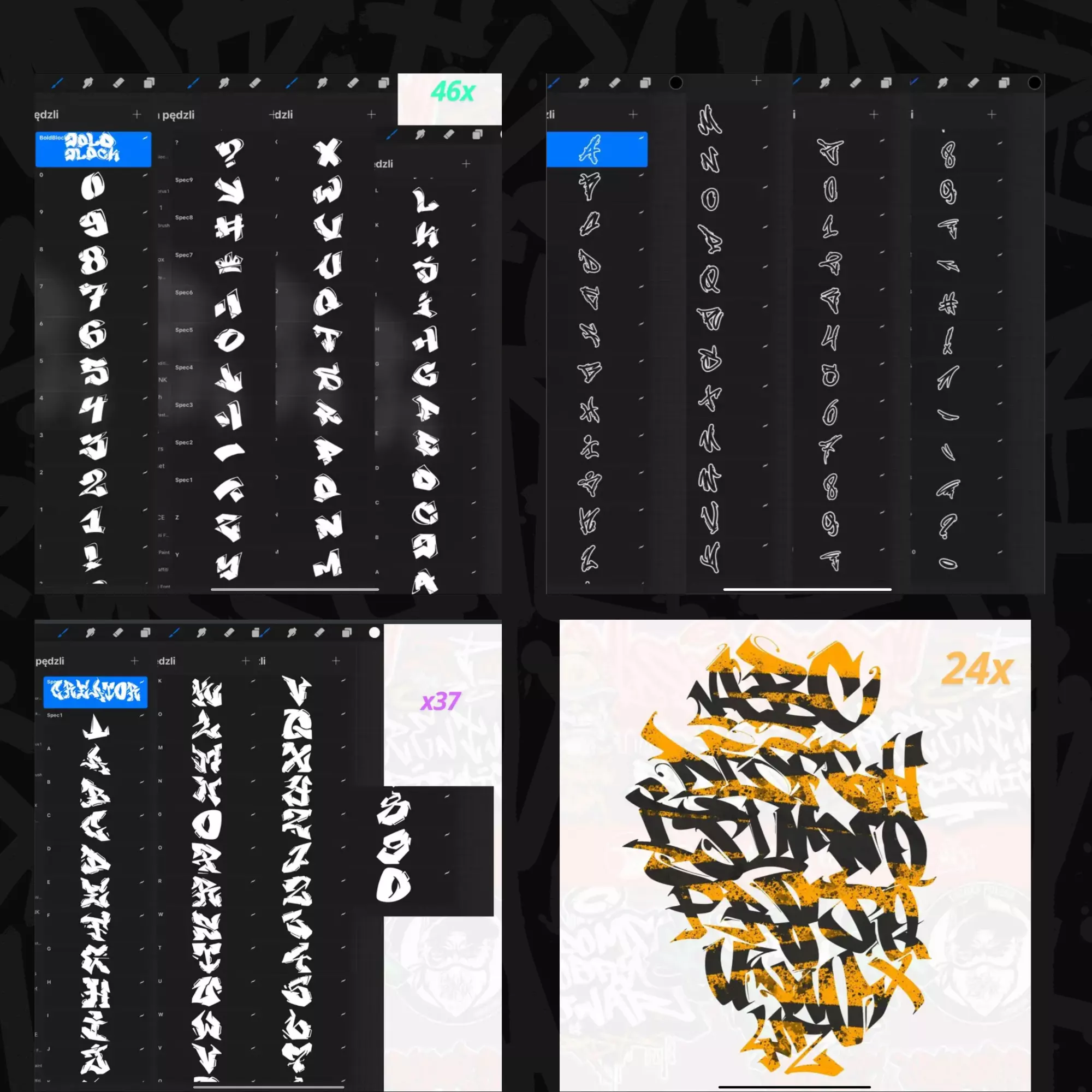 iPad Procreate – Ultimate Procreate Graffiti - Paczka 13 zestawów (550+pędzli) - obrazek 3