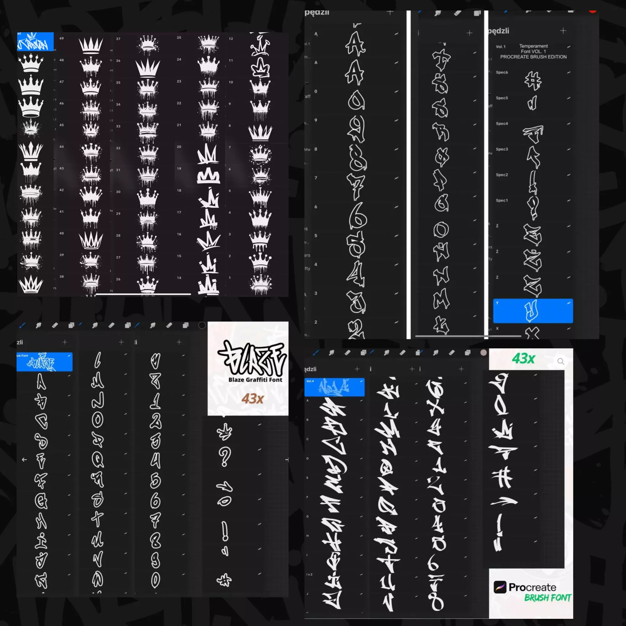 iPad Procreate – Ultimate Procreate Graffiti - Paczka 13 zestawów (550+pędzli) - obrazek 4
