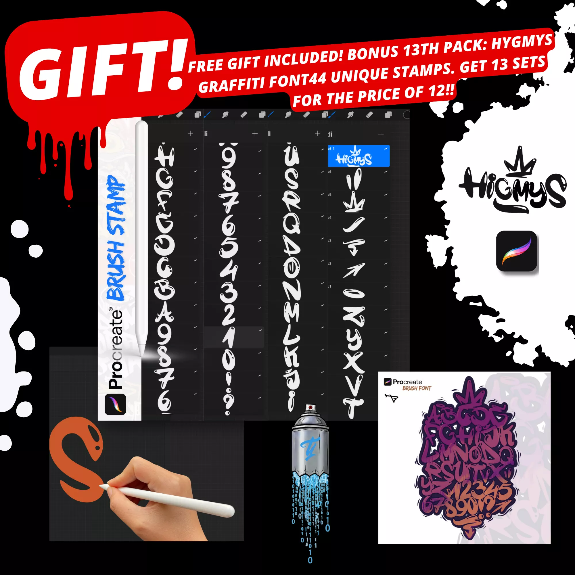 iPad Procreate – Ultimate Procreate Graffiti - Paczka 13 zestawów (550+pędzli) - obrazek 5